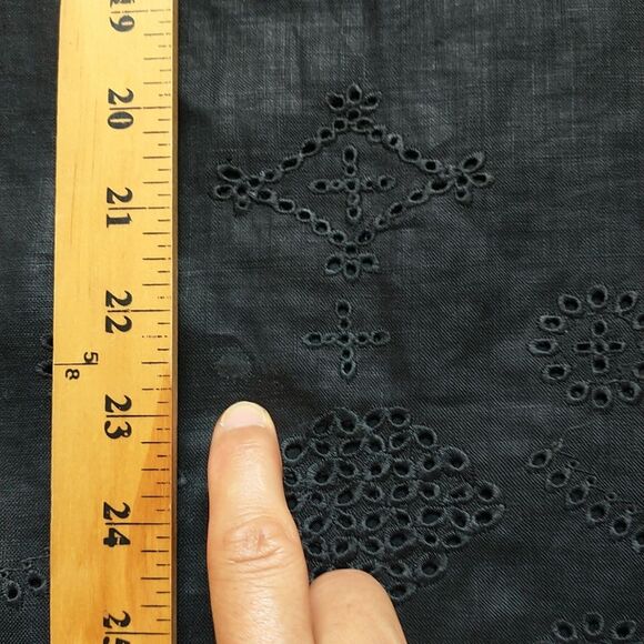 Jillian Jones Maxi Skirt 20W Black Linen Eyelet Scallop Hem Lined Lagenlook*READ - Picture 9 of 9